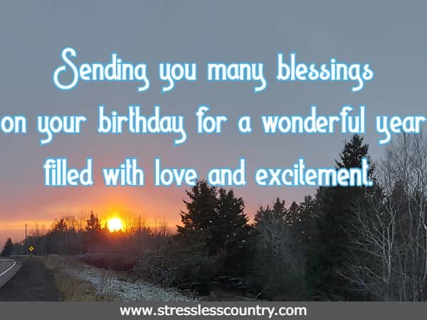 Sending you many blessings on your birthday for a wonderful year filled with love and excitement.