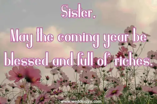 Sister, May the coming year be blessed and full of riches.