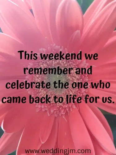 This weekend we remember and celebrate the one who came back to life for us.