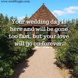 Your wedding day is 
			here and will be gone too fast, but your love will go on forever.
