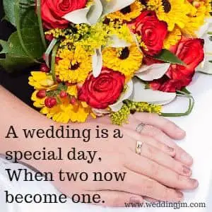 A wedding is a special day, When two now become one.